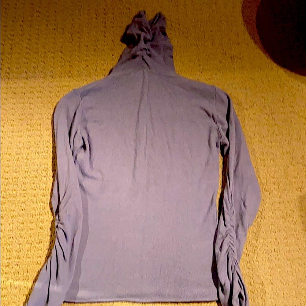 Lightweight puckered turtle / cowl neck sweater color periwinkle